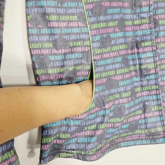 Roxy Windbreaker Jacket Coat Logo Graphic Print Multicolor Pastel Hooded XL - Picture 12 of 12